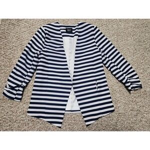 ELA Coleccion Navy Blue and White Blazer  See Measurements